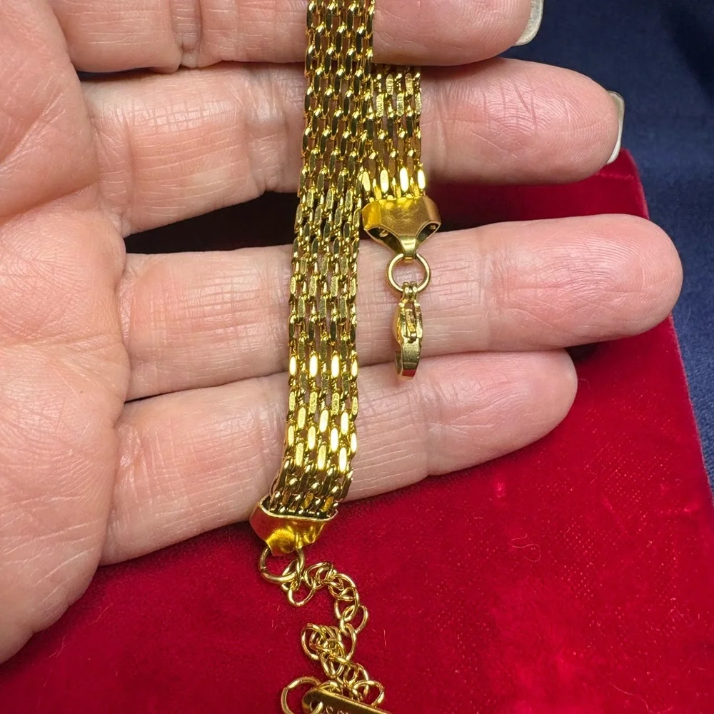 Bracelet Stainless Steel Panthera Link Lobster Clasp Gold Tone